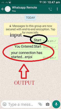 Start command output, whatsapp cloud remote